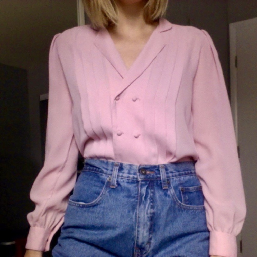 [Vintage] Pale Pink Double Breasted Button Top
